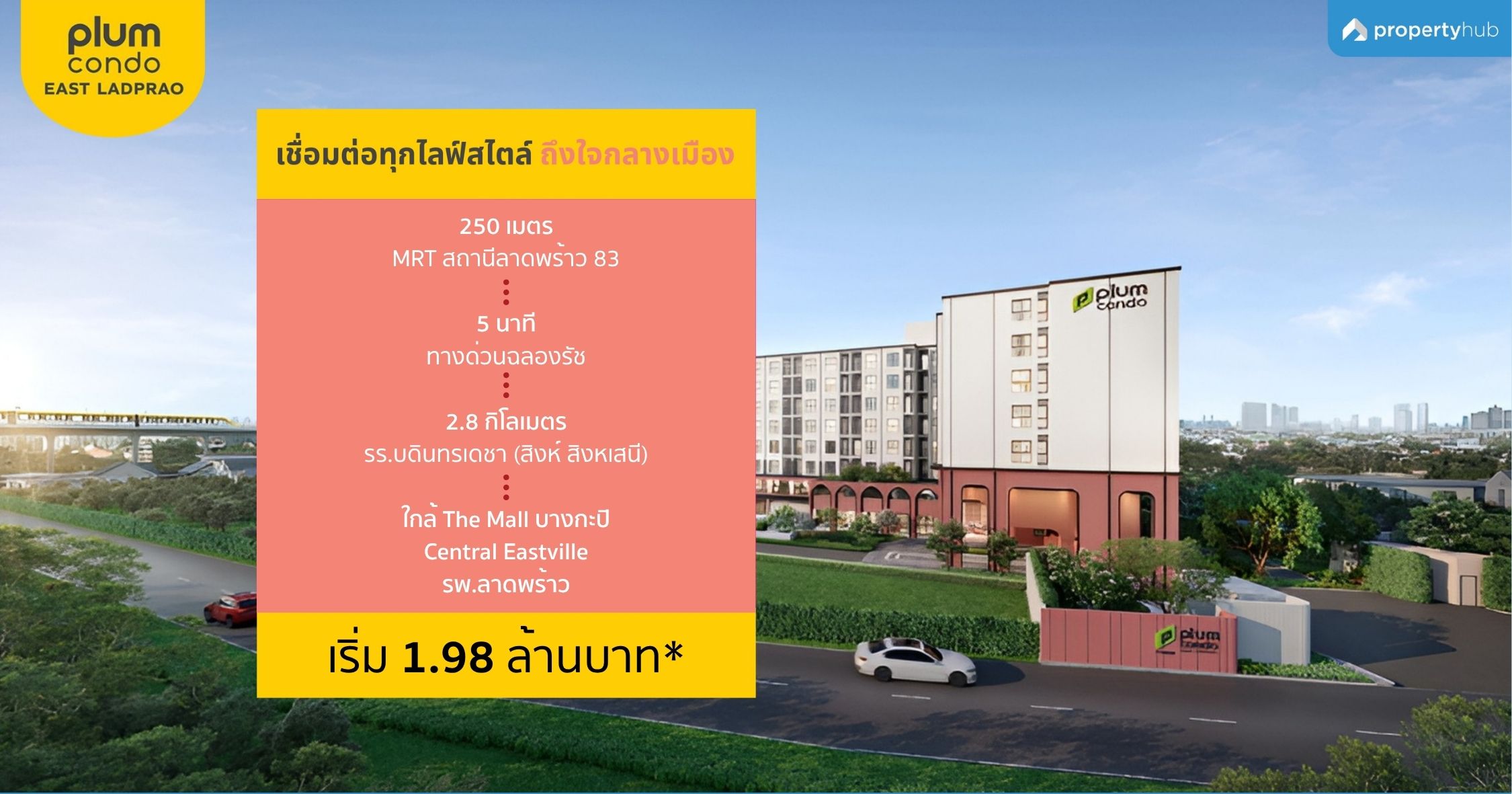 รีวิวคอนโด Plum Condo East Ladprao (พลัมคอนโด อีสต์ ลาดพร้าว) คอนโดใหม่ ใกล้ MRT ลาดพร้าว 83 เพียง 250 เมตร* เริ่ม 1.98 ลบ.